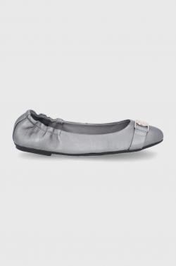 Tommy Hilfiger bőr balerina cipő ezüst,