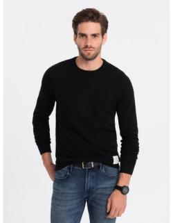 Férfi texturált V4 OM-SWSW-0104 fekete színű, nyakig dekoltált pulóver