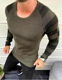 Férfi wrap pulóver khaki színű